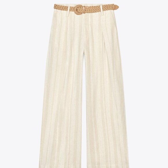 WIDE LEG PANTS WITH STRIPES + BELT - Picture 1 of 6